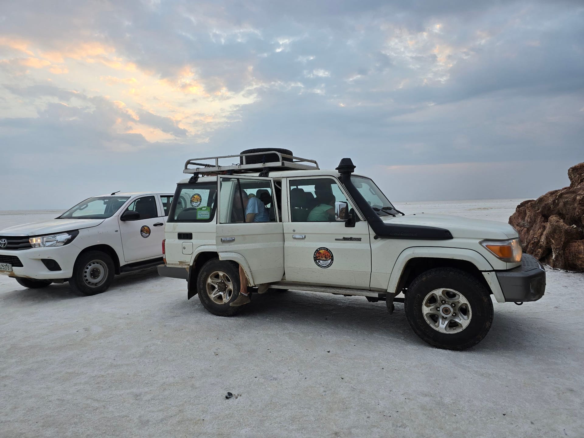 Afar camel caravans crossing the salt flats of the Danakil Depression